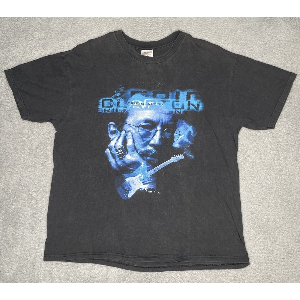 Vintage 90s‎ Eric Clapton Tour Concert Graphic T Shirt Mens X-Large Faded Black